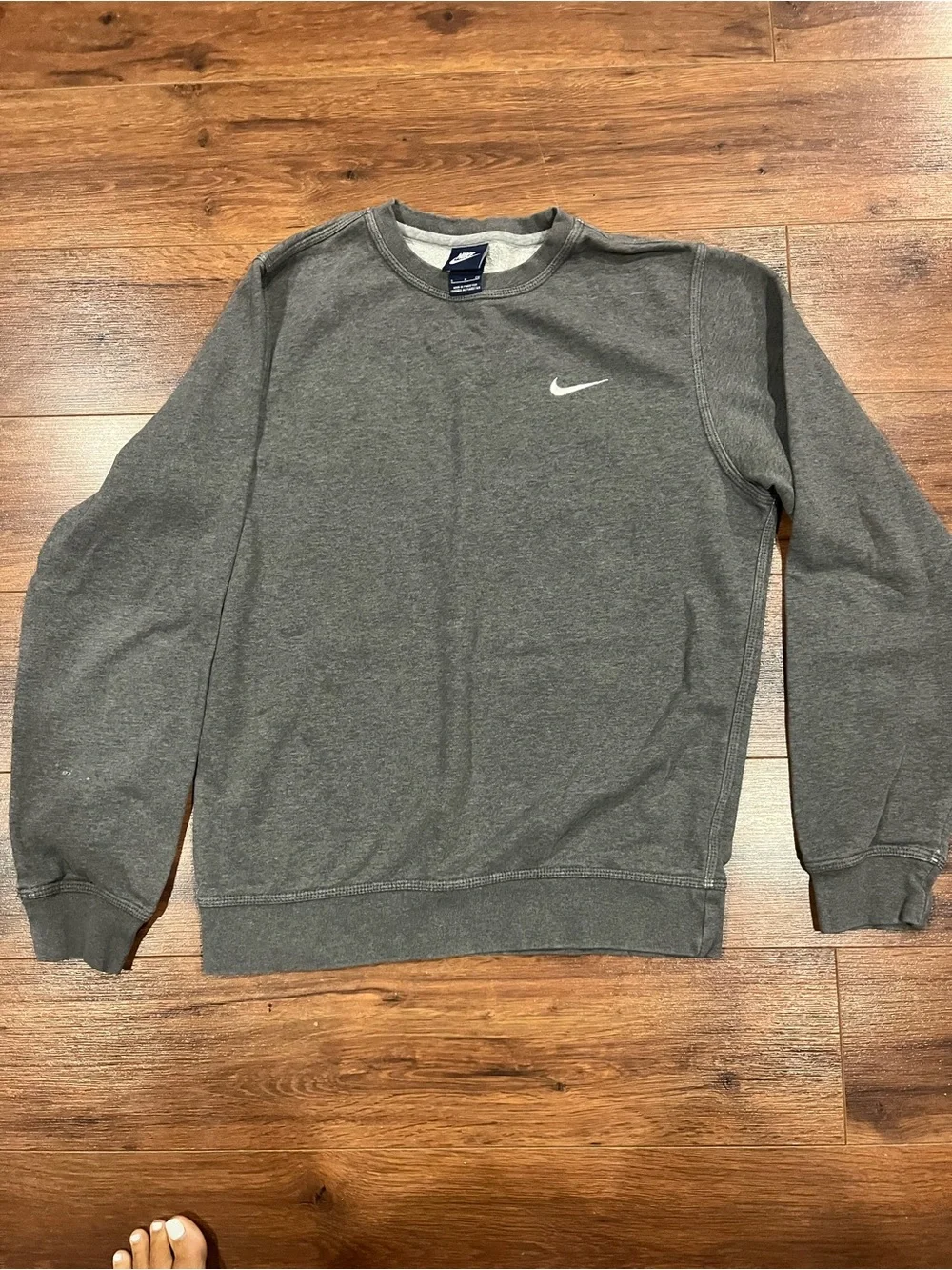 Nike Unisex Dark Gray Crewneck Sweatshirt with White Swoosh